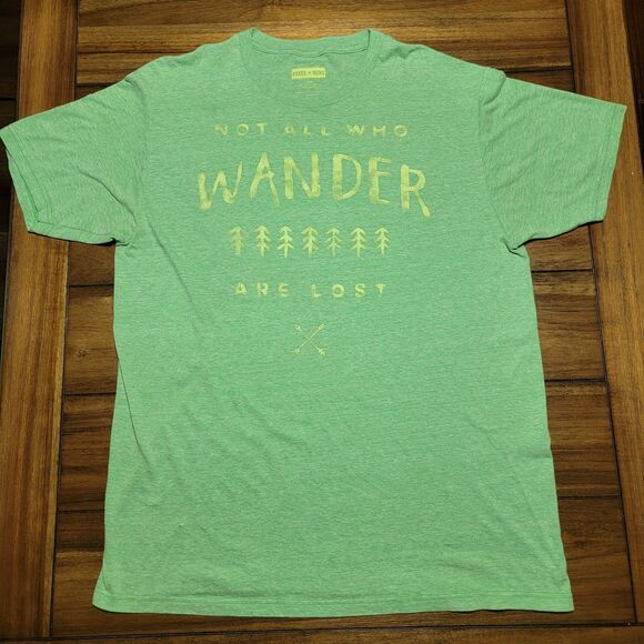 State Of Mine SS Green Tee "Not All Who Wander Are Lost" - Size Large - Picture 2 of 4